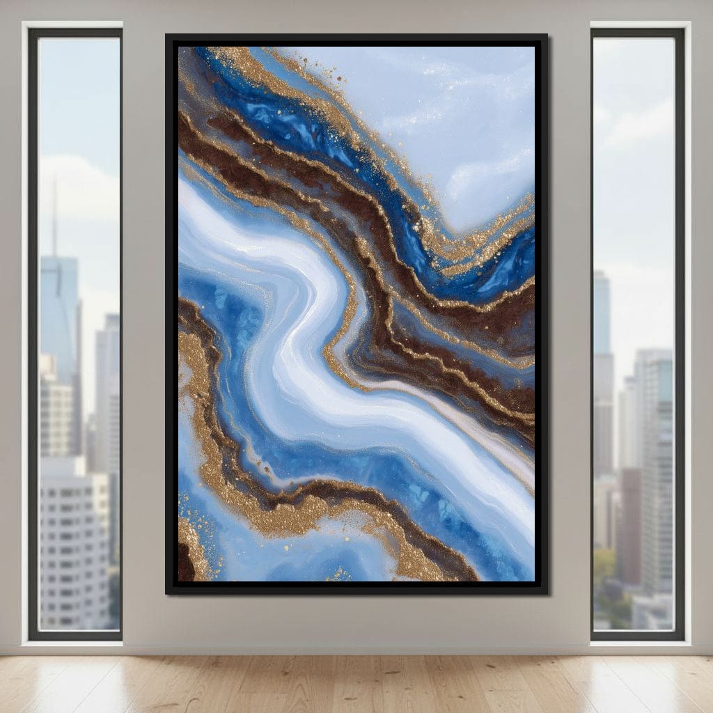 Blue Geode Gold River Flow Canvas Wall Art