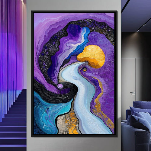 Waves of the Amethyst Sky Canvas Wall Art
