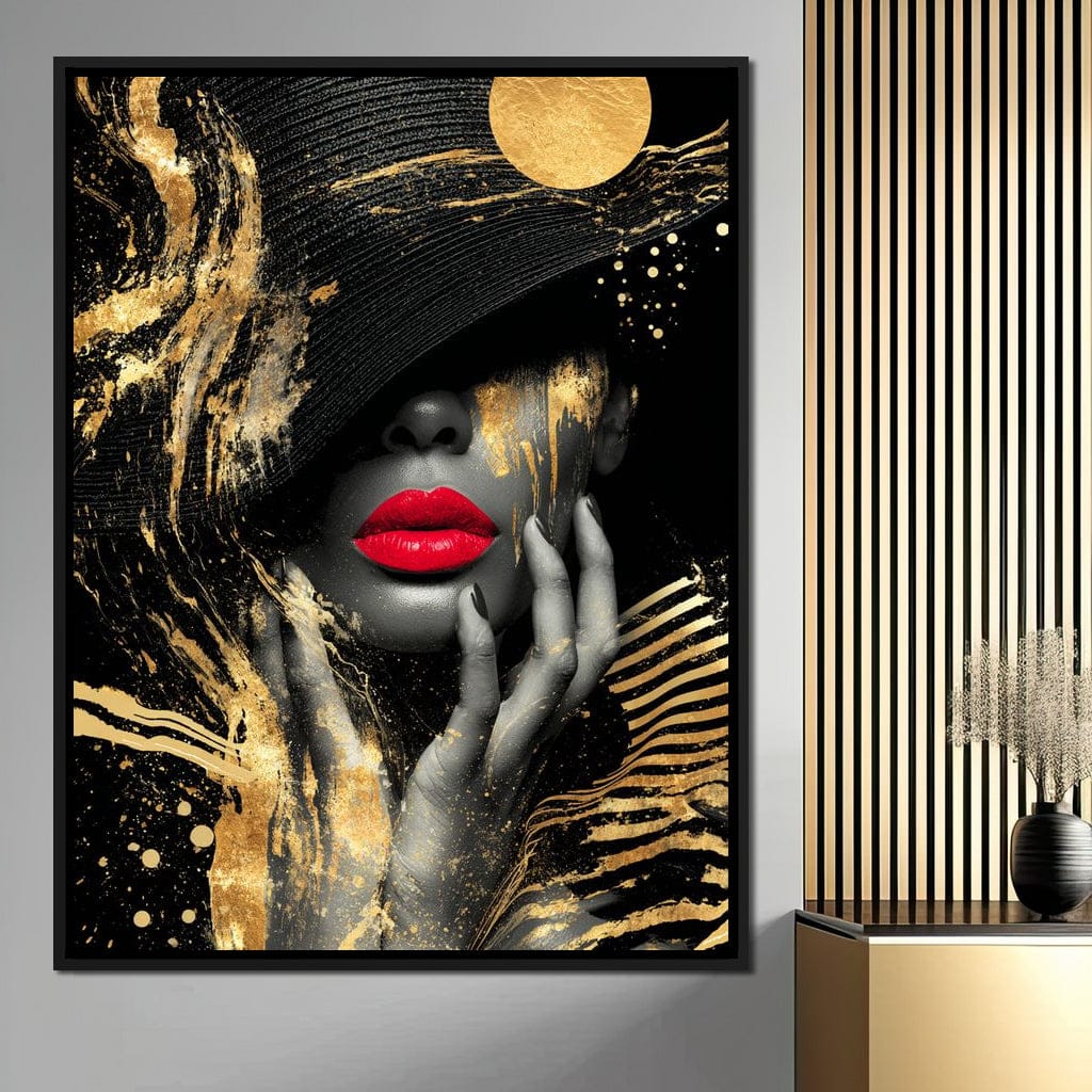 Modern Noir Gold Elegance Portrait Canvas Wall Art