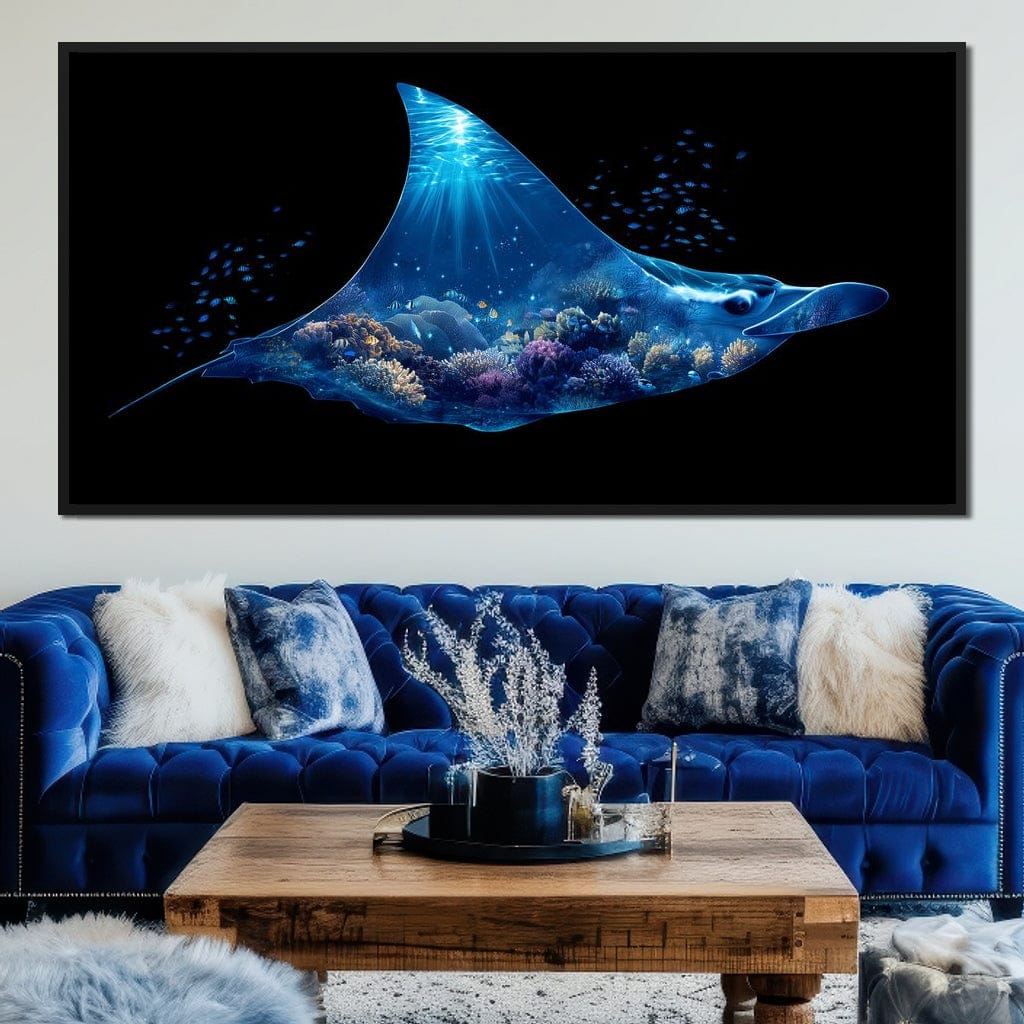 Ocean Manta Reef Lightfall Canvas Wall Art