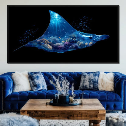 Ocean Manta Reef Lightfall Canvas Wall Art