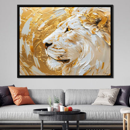 Golden Monarch Lion Canvas Wall Art