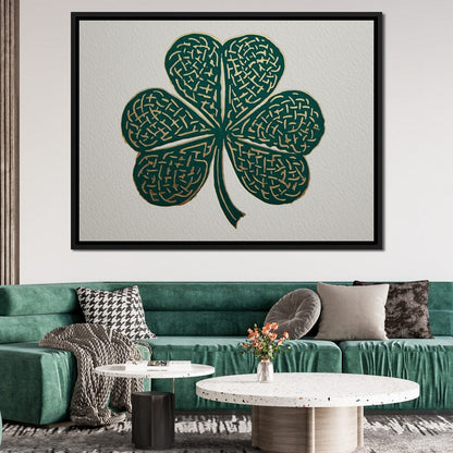 Clover Gold Leaf Charm Canvas Wall Art
