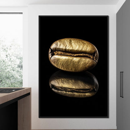 Golden Coffee Bean Reflection Canvas Wall Art