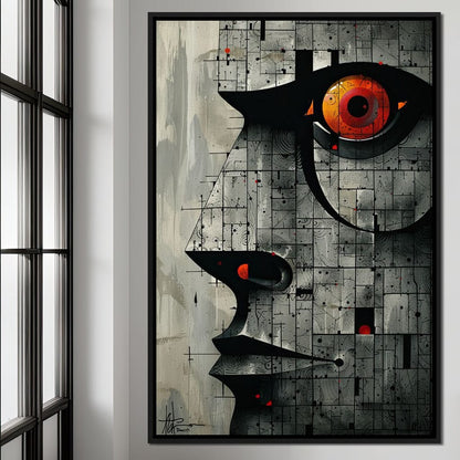 Enigmatic Gaze Fractal Mosaic Canvas Wall Art