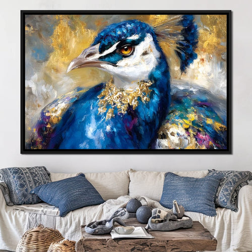Regal Peacock Gold Radiance Canvas Wall Art