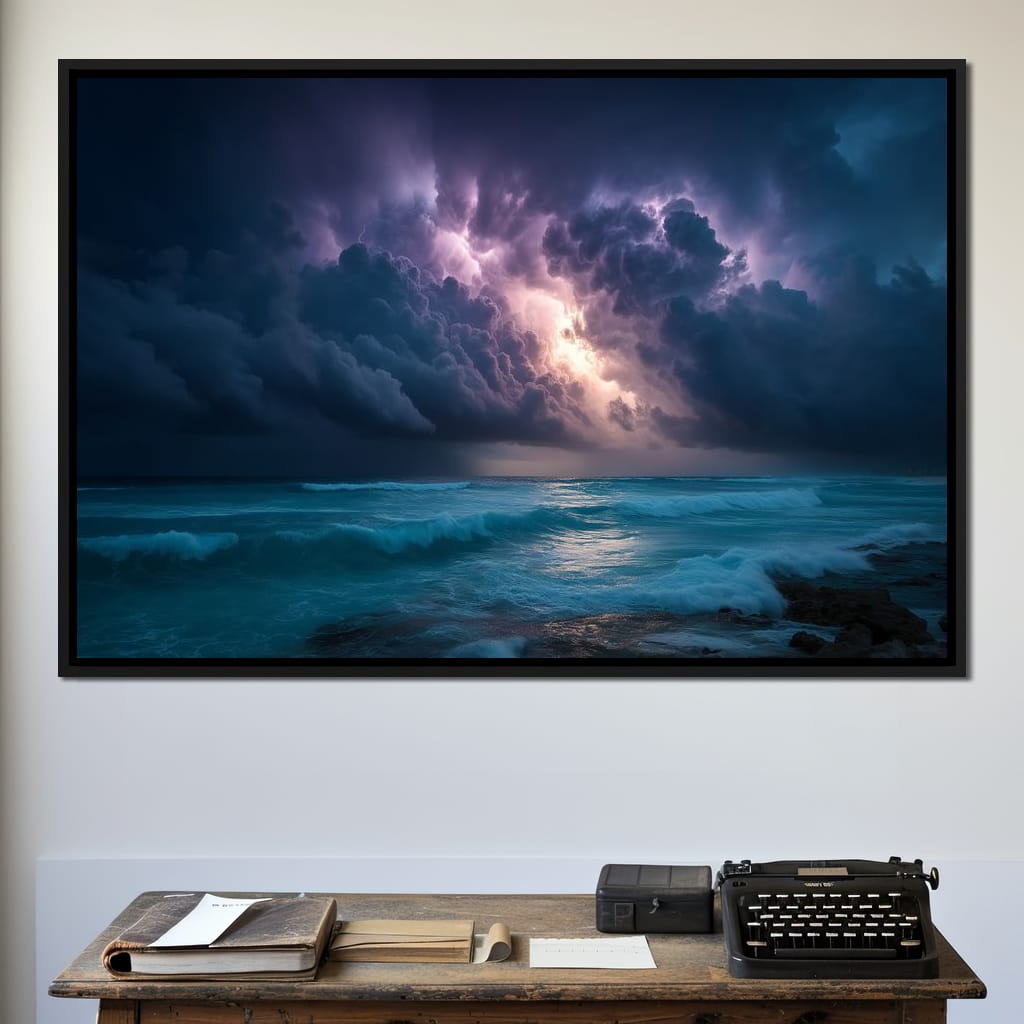 Tempest Sky Over Ocean Waves Canvas Wall Art