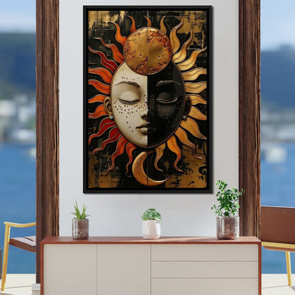Solar Lunar Symbiosis Canvas Wall Art