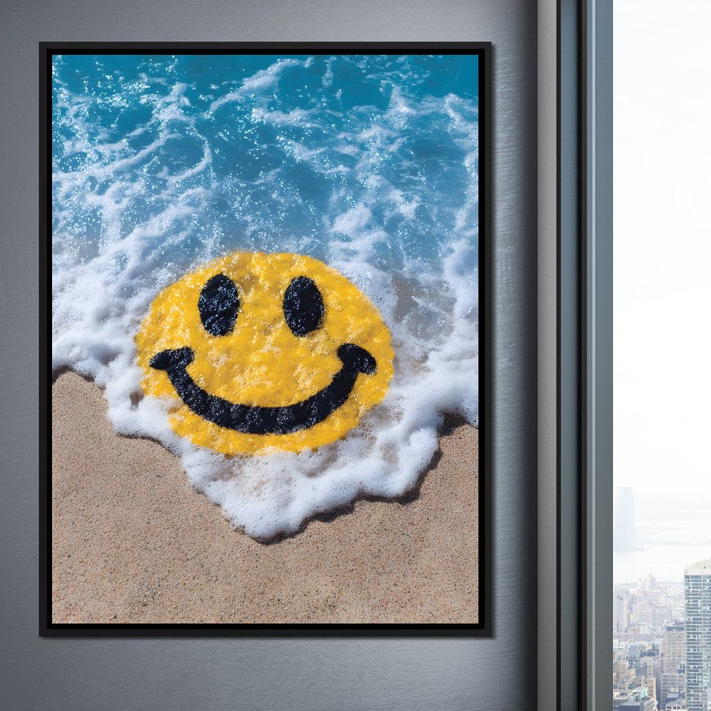 Radiant Beach Wave Smile Burst Canvas Wall Art