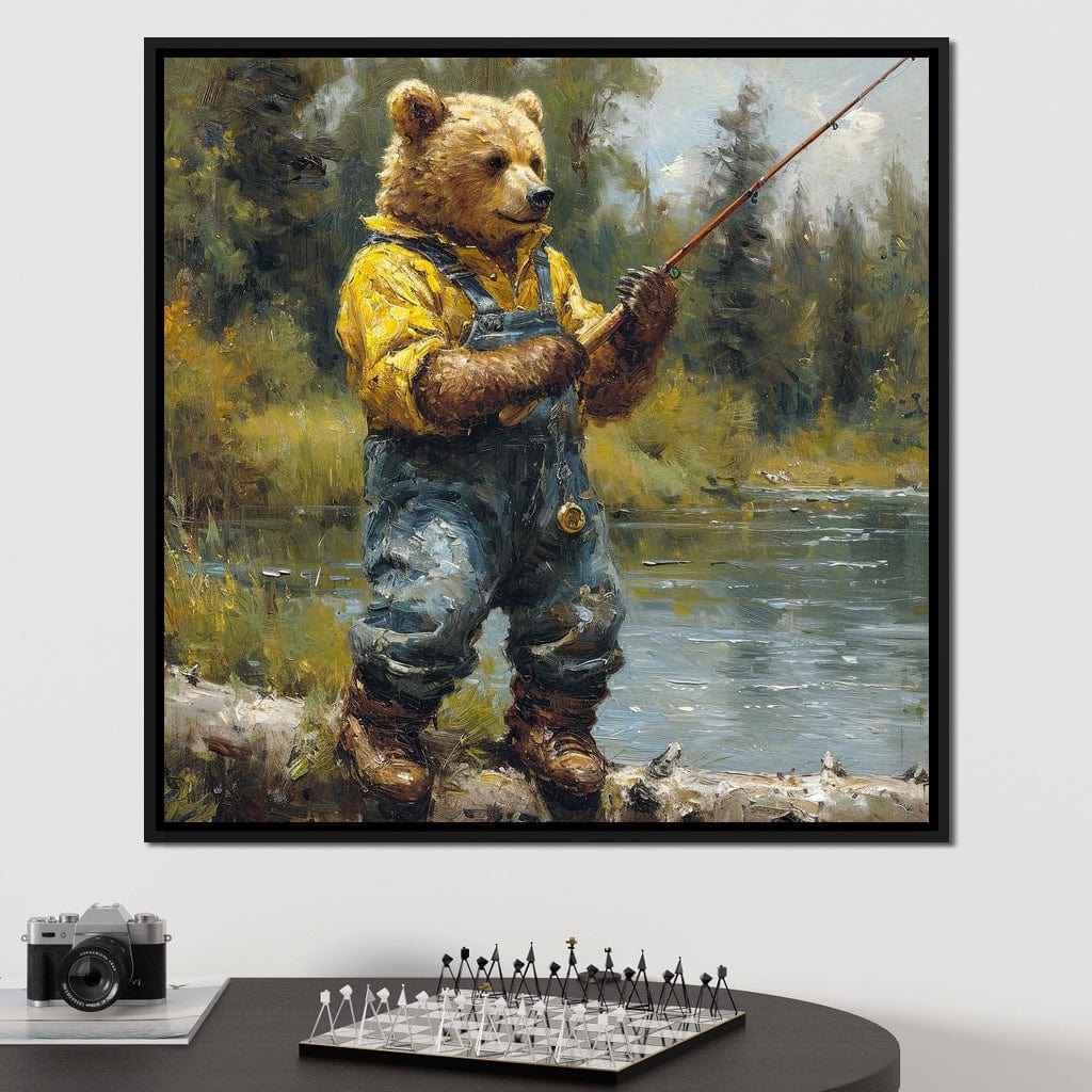 Bear Fishing Canvas Wall Art