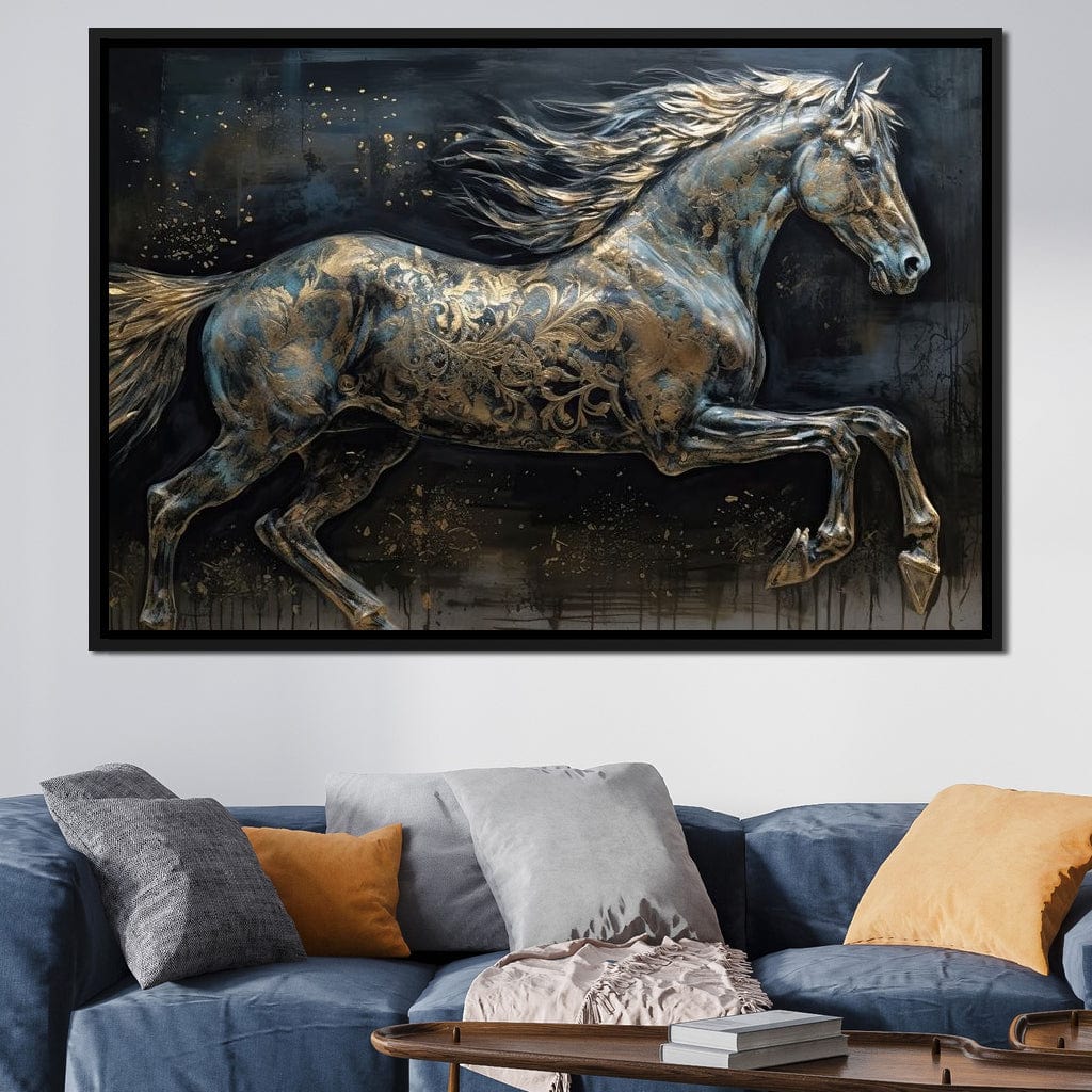 Gilded Grey Horse Canvas Wall Art