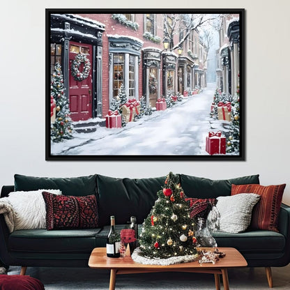 Snowy Carol Lane Holiday Cheer Canvas Wall Art