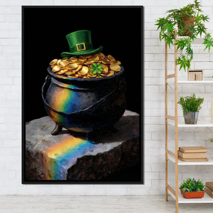 Leprechaun Gold Pot Luck Canvas Wall Art