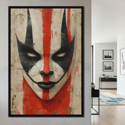 Tribal Mask Red Strike Face Canvas Wall Art