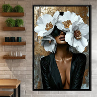 Golden Elegance Floral Expression Canvas Wall Art