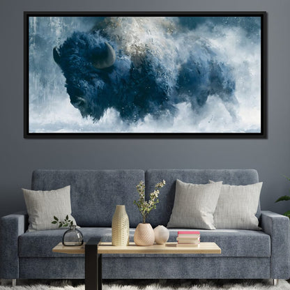 Roaming Buffalo In Cold Winter Plains Canvas Wall Art