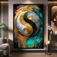 Cosmic Balance Golden Flux Canvas Wall Art