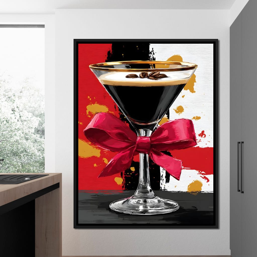 Espresso Martini Red Bow Canvas Wall Art