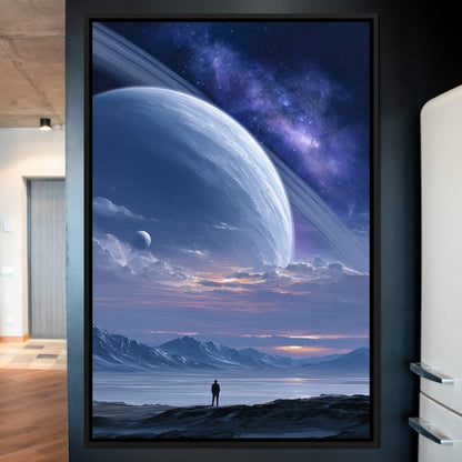 Rings of Saturn Night Sky Canvas Wall Art