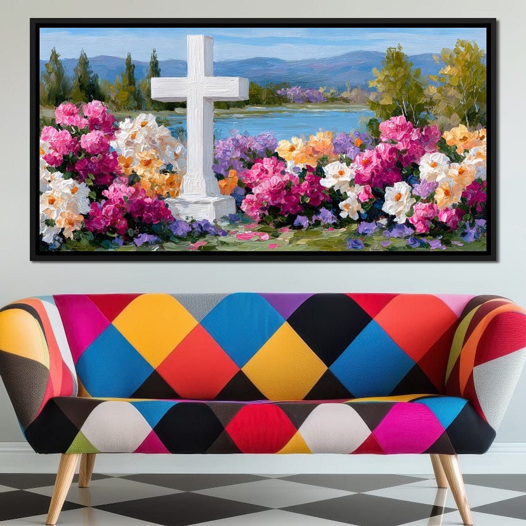 Garden Reverie by the Lake Canvas Wall Art