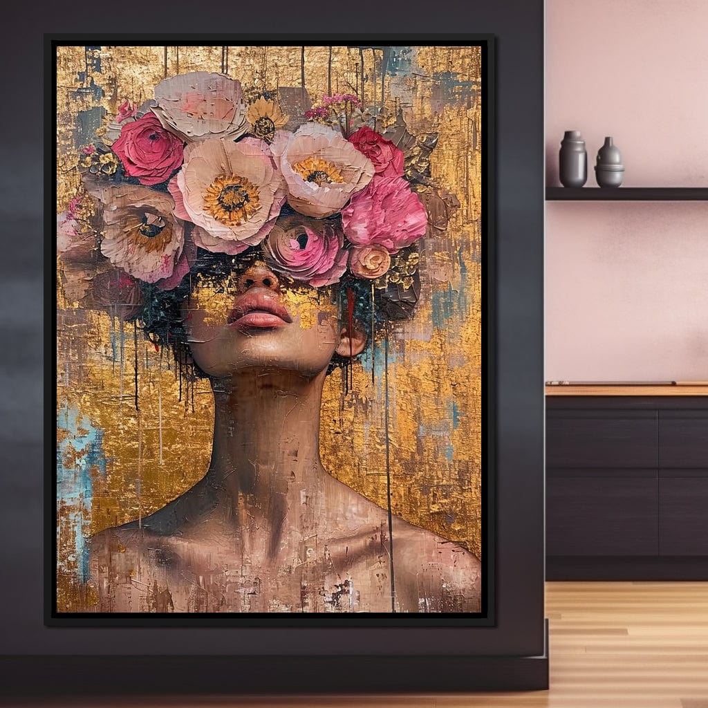 Golden Petals Hair Canvas Wall Art