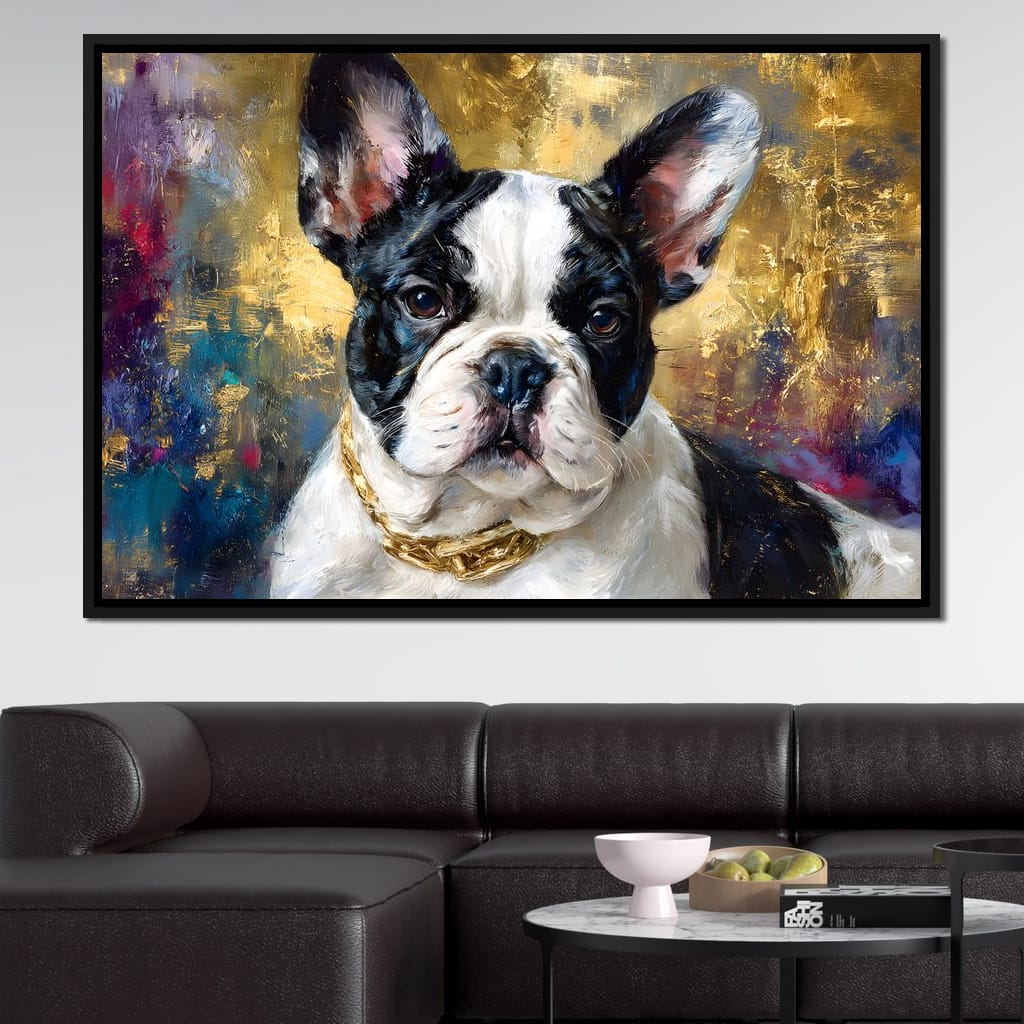 Golden French Bulldog Portrait Canvas Wall Art