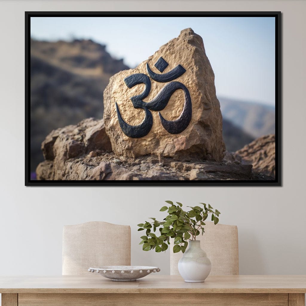 Om Mountain Stone Aum Sign Canvas Wall Art