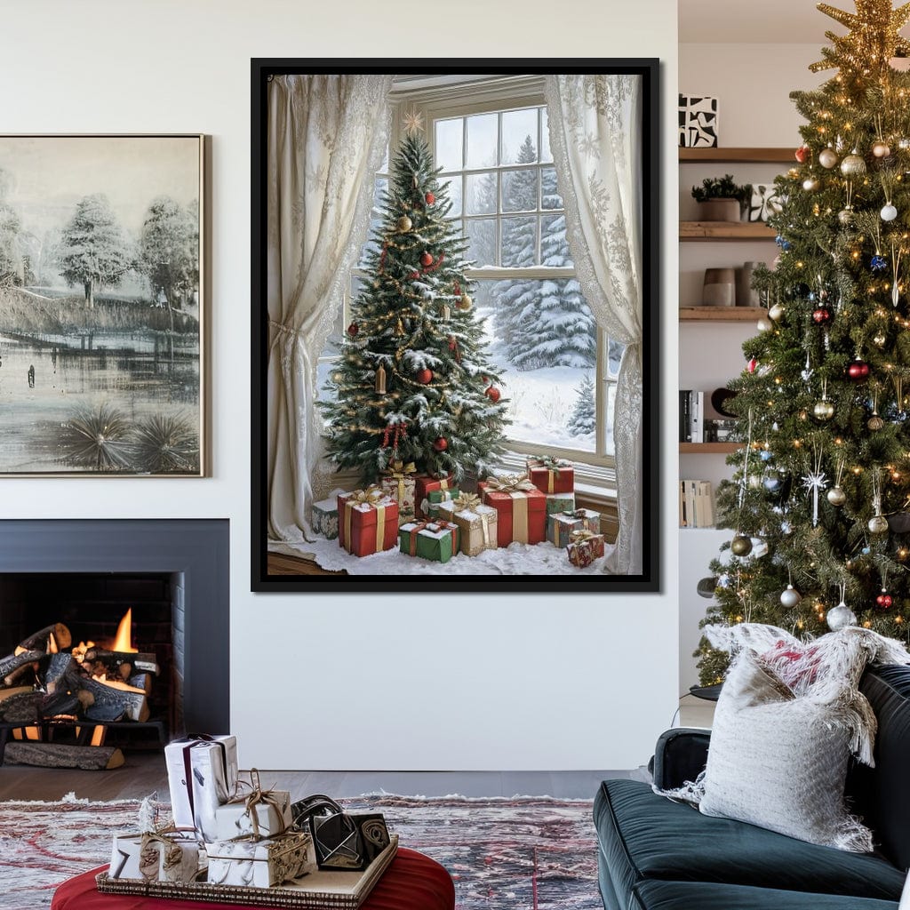 Christmas Tree by the Window Canvas Wall Art