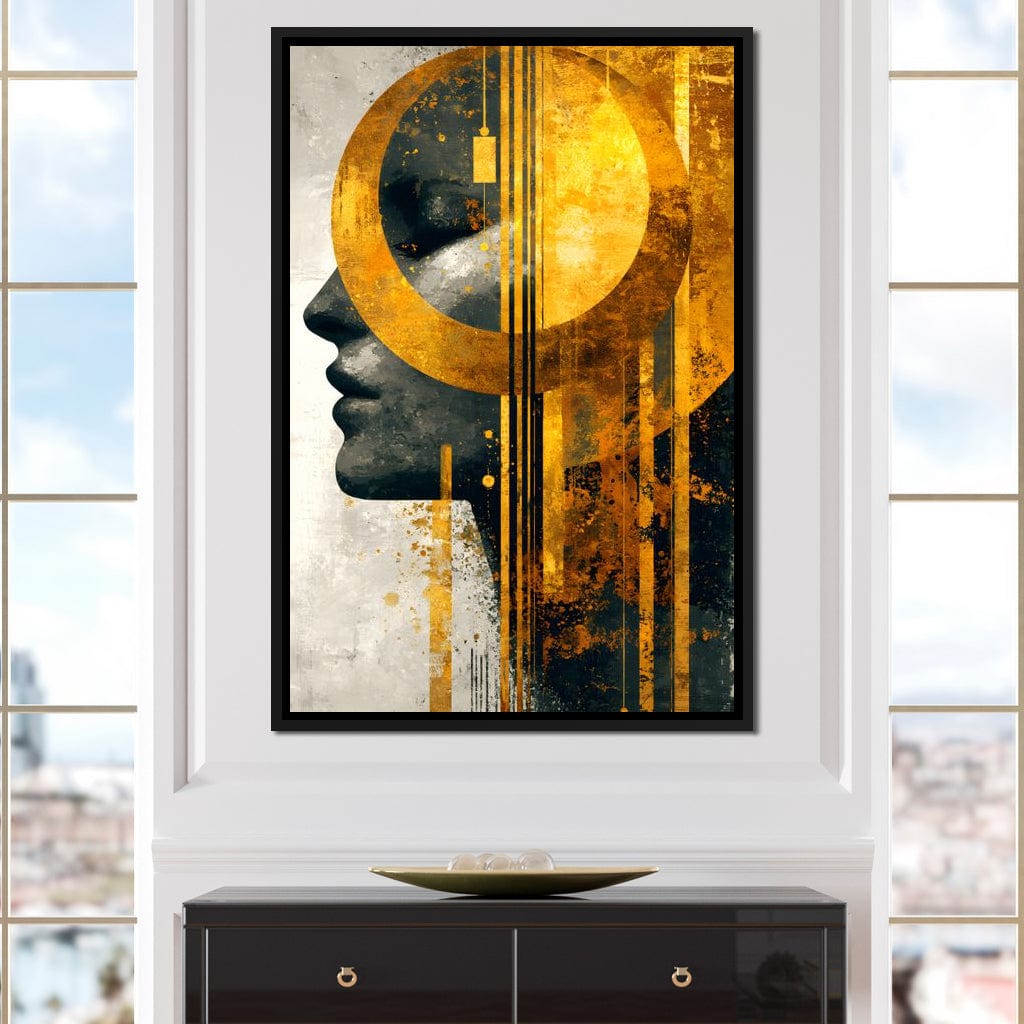 Golden Geometric Elegance Canvas Wall Art