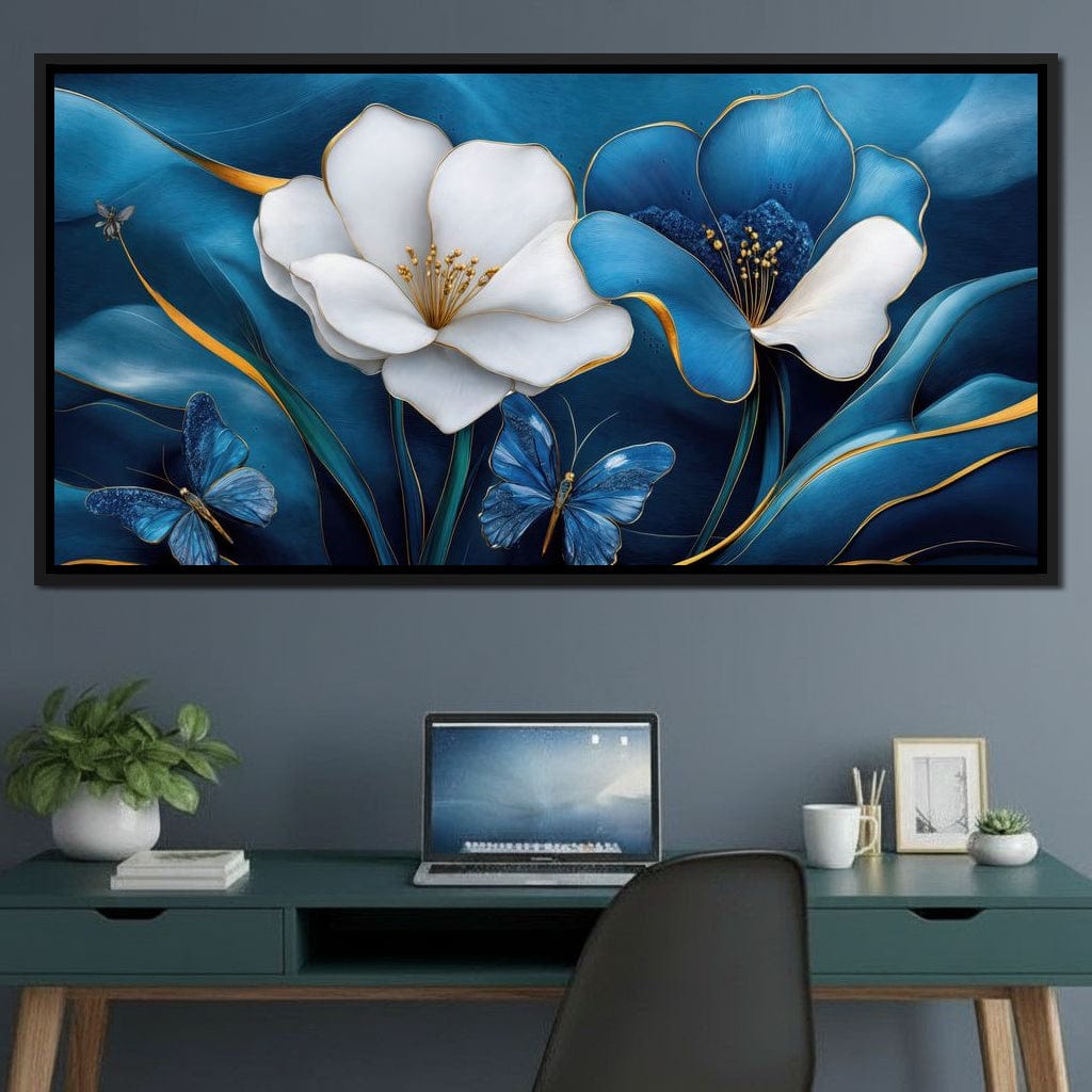 Blue Symphony of Flowers Canvas Wall Art