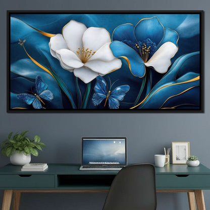 Blue Symphony of Flowers Canvas Wall Art