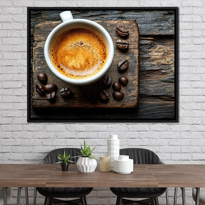 Espresso Essence on Rustic Wood Canvas Wall Art