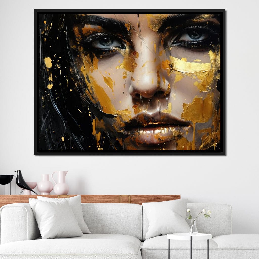 Black Gold Urban Graffiti Canvas Wall Art