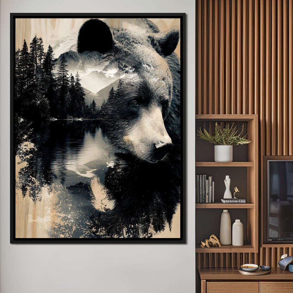 Wild Pines Bear Reflection Canvas Wall Art