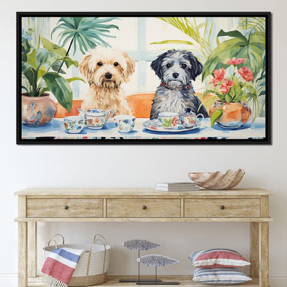 Teatime Tails and Blossoms Canvas Wall Art