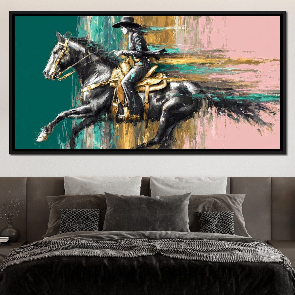 Golden Cowgirl Noir Star Canvas Wall Art