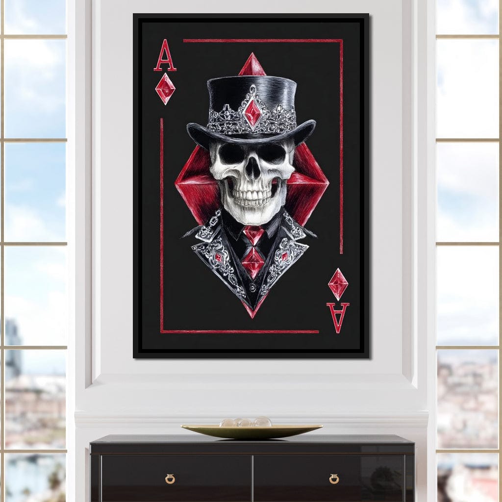 Ace Skeleton High Stakes Elegance Canvas Wall Art
