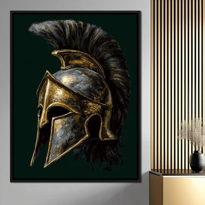 Gold Spartan Helm Battle Relic Canvas Wall Art
