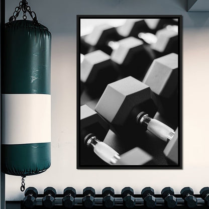 Monochrome Dumbbell Strength Canvas Wall Art