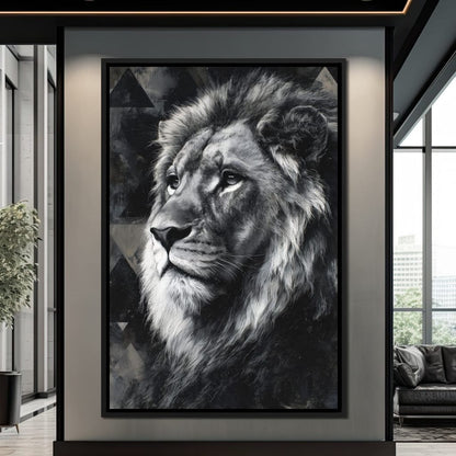 Monochrome Lion King Portrait Canvas Wall Art
