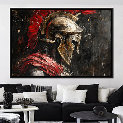 Spartan Solitude in Crimson Canvas Wall Art
