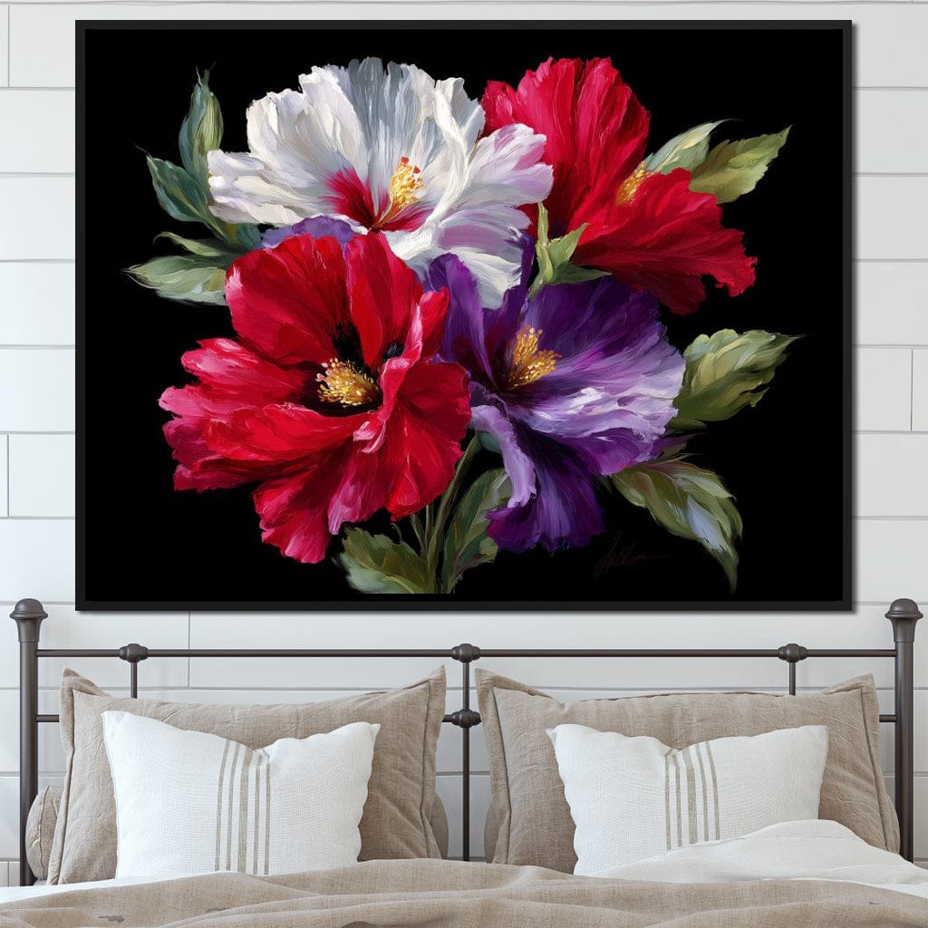 Velvet Peony Trio Bouquet Canvas Wall Art