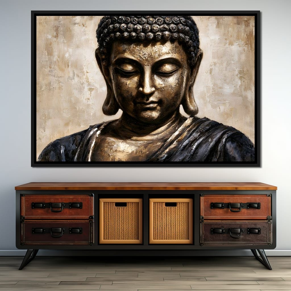 Golden Stillness Of Inner Reflection Canvas Wall Art
