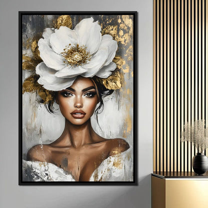Golden Petals Elegance Enigma Canvas Wall Art