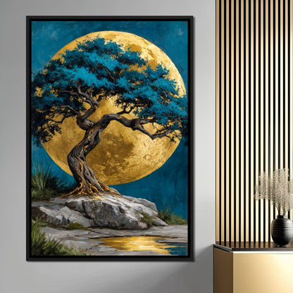 Golden Moonlit Tree Reverie Canvas Wall Art