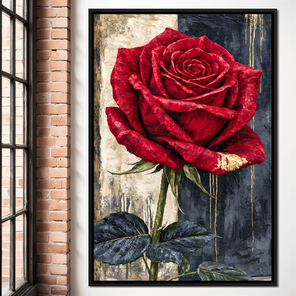 Gilded Petals On Divided Ground Canvas Wall Art