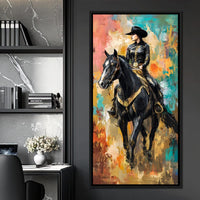 Gallant Cowgirl Riding Midnight Canvas Wall Art