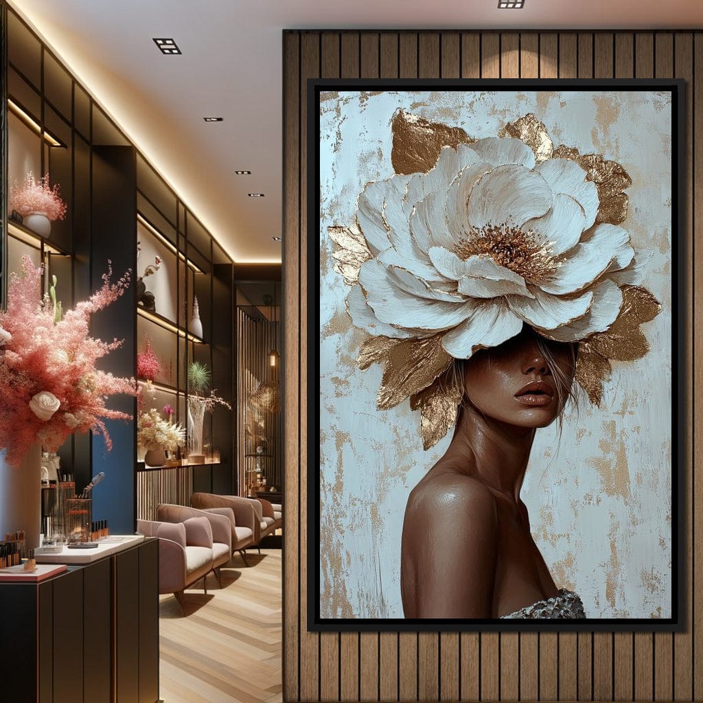 Golden Blossom Radiance Canvas Wall Art