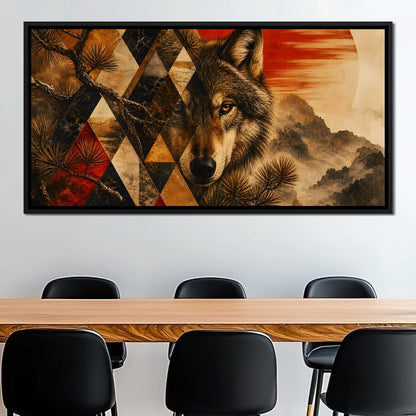 Solitary Predator Rising Sun Canvas Wall Art