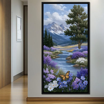 Mountain Meadow Butterfly Serenity Canvas Wall Art